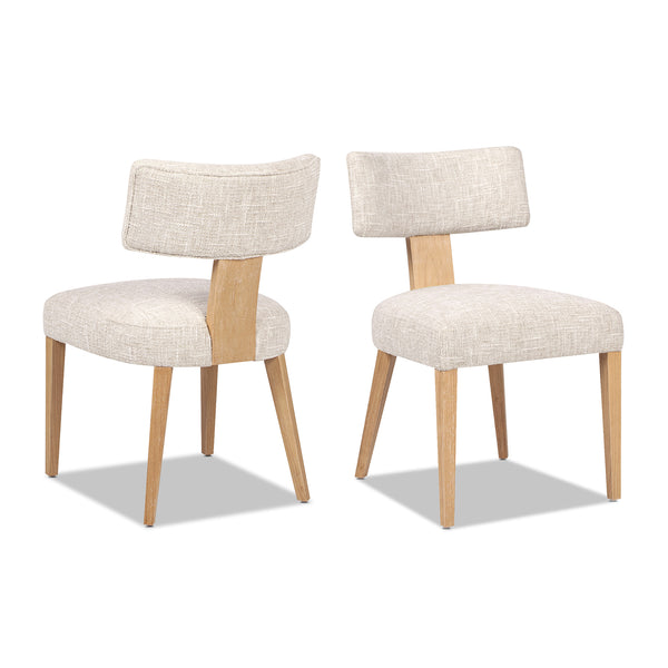 English Elm Jennifer Taylor Home - Louise Split Back Upholstered Dining Side Chair Set of 2 in Travertine Beige Chenille with Solid Rubberwood Legs and Cozy Texture B2719P269263