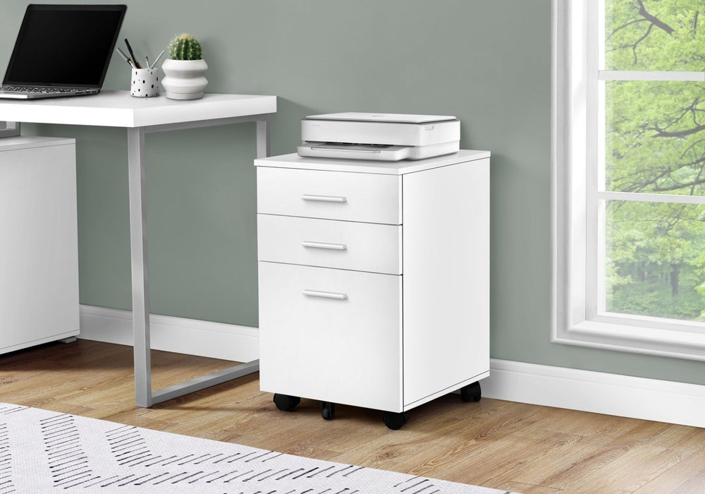 English Elm File Cabinet Rolling Mobile with Matte Black Laminate Finish for Modern Home Office B2710P219948