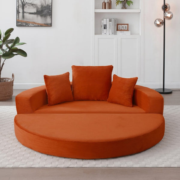 English Elm Convertible Corduroy Floor Futon Sofa Foldable Foam Lounge Bed for Any Room Orange W2677P487206