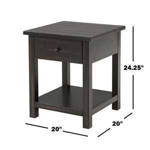 English Elm Wood Pine End Table with Open Shelf Rustic Farmhouse Living Room Accent Piece B016P472926