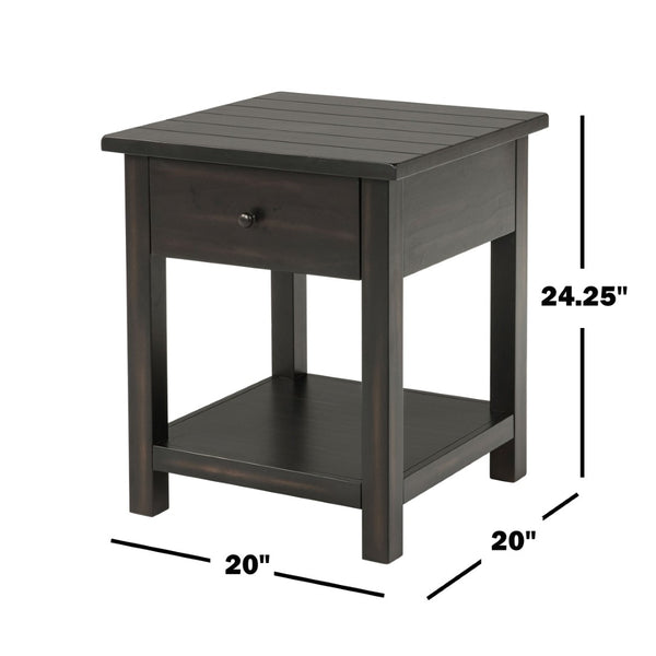 English Elm Wood Pine End Table with Open Shelf Rustic Farmhouse Living Room Accent Piece B016P472926