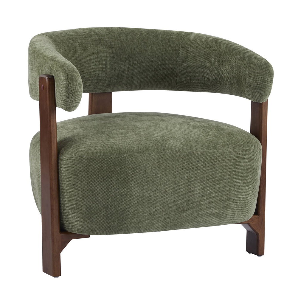 English Elm Christopher Knight Home® - Accent modern minimalist arm chair with three-leg rubberwood frame, premium fabric upholstery, easy assembly and stable comfort Green,Walnut 29 L x 27.75 W x 21 H N776P368457G
