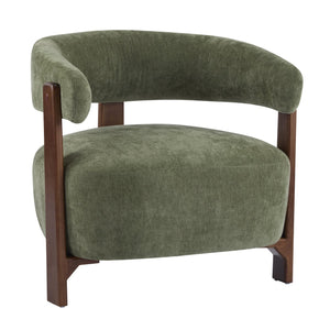 English Elm Christopher Knight Home® - Accent modern minimalist arm chair with three-leg rubberwood frame, premium fabric upholstery, easy assembly and stable comfort Green,Walnut 29 L x 27.75 W x 21 H N776P368457G