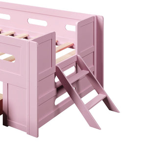 English Elm Wood Twin Platform Bed for Kids with Fence Guardrail and Under Storage Drawer Pink N709P385777H