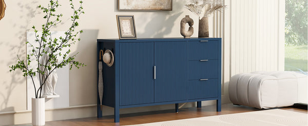 English Elm U-Style Modern Wave-Pattern Sideboard With 3 Drawers & Hooks - Stylish Storage For Any Space N711P345172V-GIGA