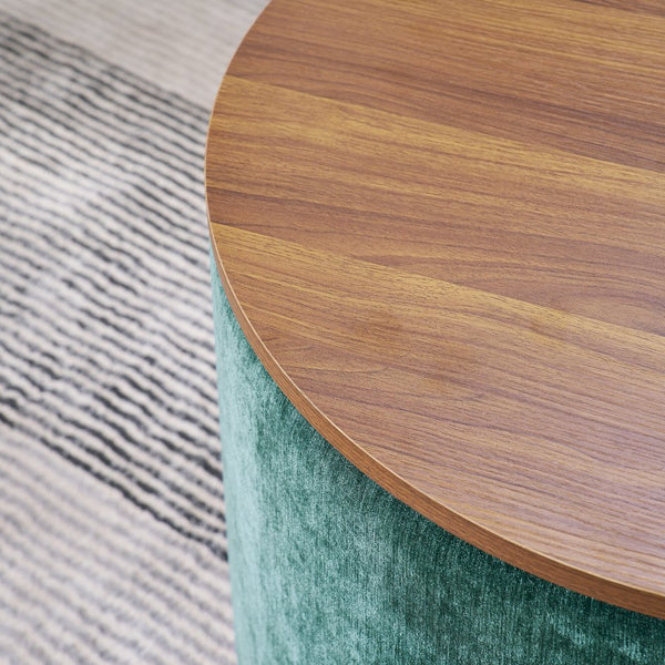 English Elm 2-Piece Round Chenille Storage Ottoman Set with Hidden Compartment and Sturdy MDF Top for Home Decor Dark Green W487P179603