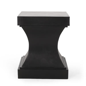 English Elm Christopher Knight Home® - ATHENA modern pedestal side table in lightweight concrete, minimalist outdoor/indoor accent, 17.25"w x 21.5"h Black 67584.00BLK