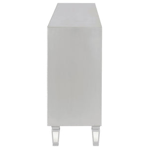 English Elm Gabrielle Silver Mirrored 3-Drawer Accent Cabinet with Two-Tier Display, Bright Reflective Storage Elegance B062P328633