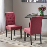 Christopher Knight Home® - Noble House - Ropp Contemporary Tufted Dining Chairs, Deep Red and Dark Brown - Set of 2