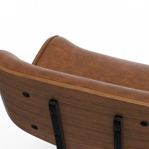 English Elm Dax Bentwood Office Chair Tan Vegan Leather Upholstered Swivel, Tufted Padded Seat, Adjustable Height B136P203491