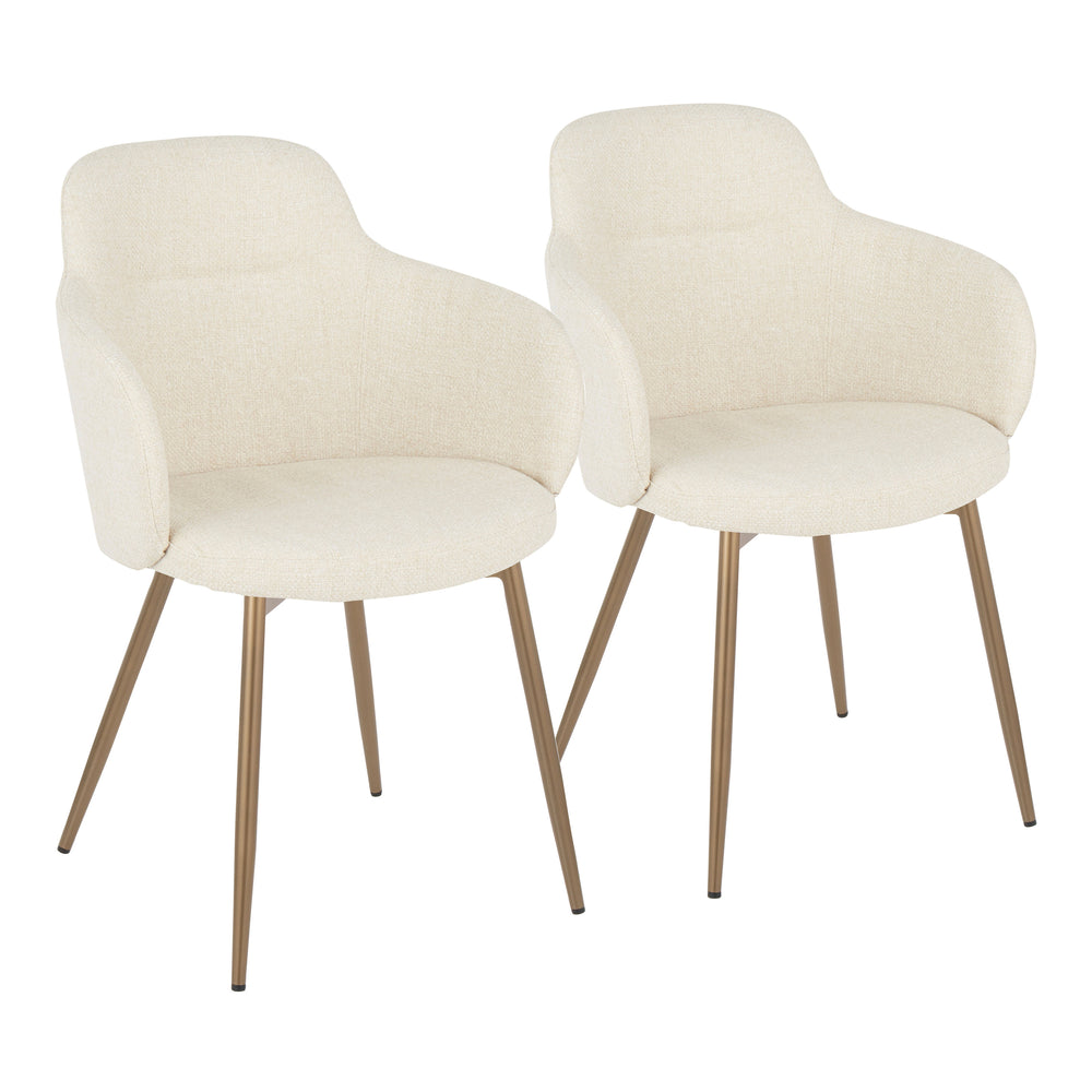 English Elm Boyne Contemporary Accent Chair Cream Fabric with Antique Copper Legs – Padded Bucket Seat, Set of 2 B202S01176