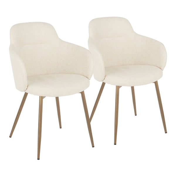 English Elm Boyne Contemporary Accent Chair Cream Fabric with Antique Copper Legs – Padded Bucket Seat, Set of 2 B202S01176