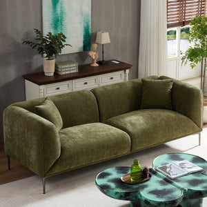 English Elm Modern 3-Seater Sofa with High-Density Foam Support, Durable Fabric, Ergonomic Comfort for Living Spaces Green W2085S00087
