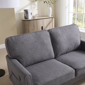 English Elm Loveseat Modern Mid-Century 2-Seater with USB Type-C Charging, Removable Zippered Covers, Sturdy Wood Legs Gray W395P238824