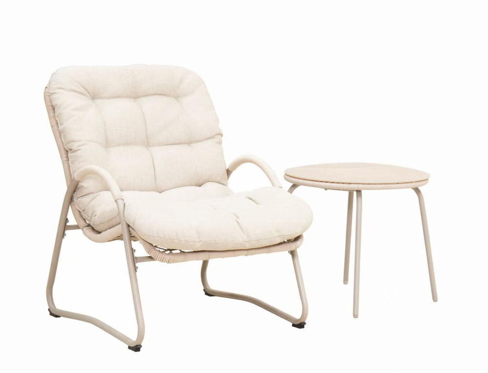 English Elm 3-piece Woven Rope Outdoor Lounge Set with Ergonomic Chair Ottoman and Side Table W3990P462704