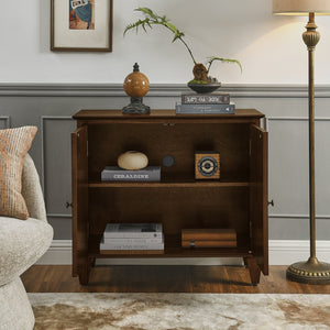 English Elm 33.6" Retro Wooden Sideboard with Fluted Diamond Panels, Mid-Century Console for Living Areas Walnut W1801P346234