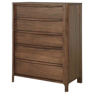English Elm Verona Five Drawer Walnut Veneer Chest with Cedar Lined Storage for Modern Bedrooms B062P447805