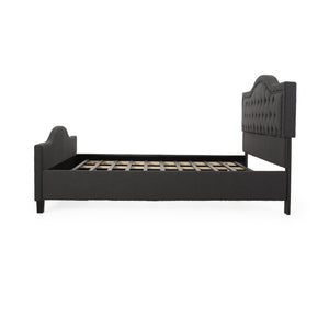 English Elm Christopher Knight Home® - VIRGIL Fully Upholstered King Bed with Button Tufted Diamond Stitch Headboard, Sturdy Frame Dark Gray 81.75 L x 25 W x 9 H N761S7106803B