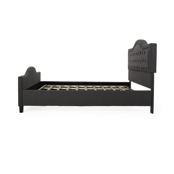 English Elm Christopher Knight Home® - VIRGIL Fully Upholstered King Bed with Button Tufted Diamond Stitch Headboard, Sturdy Frame Dark Gray 81.75 L x 25 W x 9 H N761S7106803B