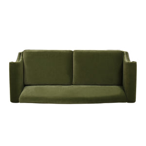 English Elm Jennifer Taylor Home - Elaine Olive Green 77" Camelback Small-Space Sofa — Performance Velvet, 3-Seater, Easy Assembly B2719P238320