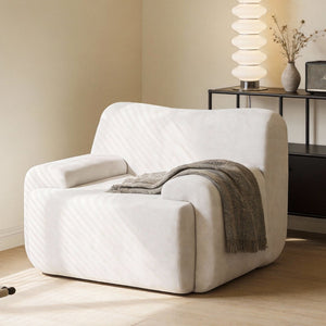 English Elm Wide Chenille Accent Chair Oversized Cozy Seat for Bedroom Living or Studio Spaces Beige W5385P433247