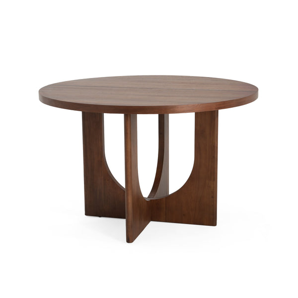 English Elm Christopher Knight Home® - 5PCS Mid-Century Modern Dining Set with Round Wood Table and Upholstered Fabric Chairs, Sleek Design Cappuccino,Walnut 58915.00DGY_N771P240935T