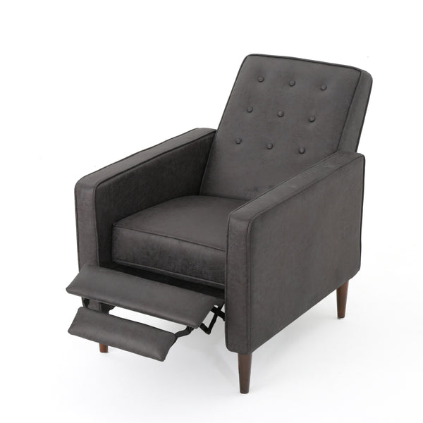 English Elm Christopher Knight Home® - Fabric Recliner Chair Mid-Century Modern Pushback Single Sofa with Tufted Cushion, Birch Legs, Cozy Comfort Slate 60741.00MF