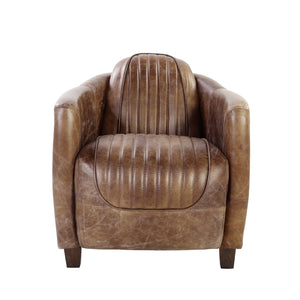 English Elm Brancaster Retro Brown Top Grain Leather Loveseat with High Shelter Back, Sturdy Wood Frame, No Assembly Needed B2726S00137