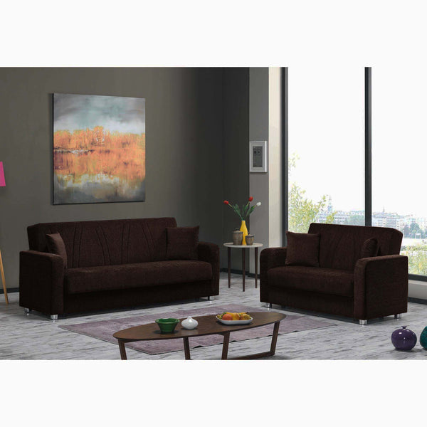 English Elm PrimeNest Gravita Collection Upholstered Convertible Loveseat with Storage, Chenille Sleeper Comfort and Style Dark Brown B030P281808