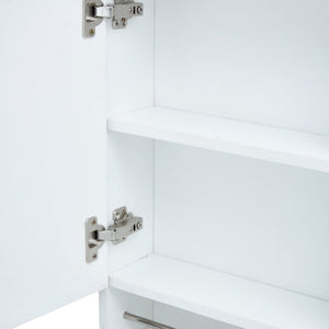 English Elm Bathroom Mirror Cabinet Wall Mounted with HD Mirror, 4 Compartments, Towel Rack, Moisture-Resistant Storage White W2984P228640