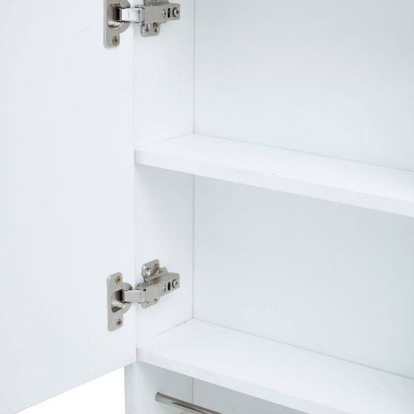 English Elm Bathroom Mirror Cabinet Wall Mounted with HD Mirror, 4 Compartments, Towel Rack, Moisture-Resistant Storage White W2984P228640