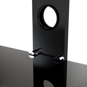 English Elm Wooden Tempered Glass TV Stand with Swivel Mount, 3-Tier Storage, Height Adjustable, Cable Management Black W241P300328