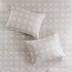 English Elm King/Cal King Malia 4-Piece Embroidered Cotton Reversible Duvet Cover Set – Shabby Chic Ivory Gray Medallion Elegance, Machine Washable B035129165