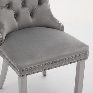 English Elm A&a Furniture Nikki Velvet Wingback Dining Chair Set with Nailhead Trim Solid Wood W1143P179490