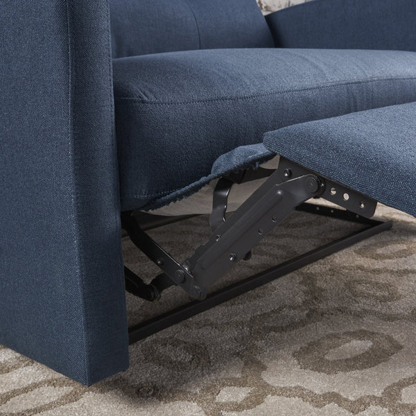 English Elm Christopher Knight Home® - Reclining Loveseat with Push-Back Recline, Plush Tufted Fabric Sofa, Compact Wall-Hugger Design Navy Blue 61372.00