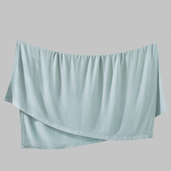 JLA Home Madison Park - Blanket Egyptian Cotton Ultra-Soft Throw for Bed & Sofa, Machine-Washable, Durable Luxury Feel Light Blue MP51N-6188
