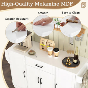 English Elm U_style Contemporary Buffet Cabinet Melamine Mdf Dining Room Storage with Adjustable Shelves White N711P437643K