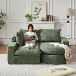 English Elm 99-Inch Chenille Cloud Curved Sectional Sofa - L-Shaped, No Assembly, Deep Seats & Neck Pillows Included W834S00479