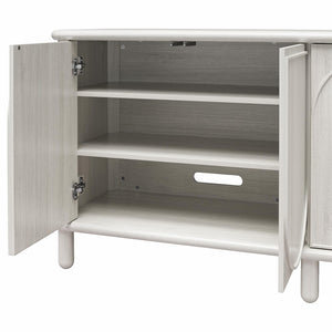 English Elm Selena Whitewashed Wood Credenza with Four Doors and Adjustable Storage Shelves B2733S00012