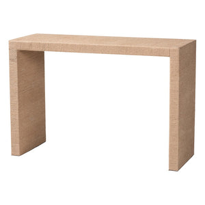 English Elm Japandi Braided Rattan Console Table with Two Drawers Open Shelves Entryway Storage B2750P420396