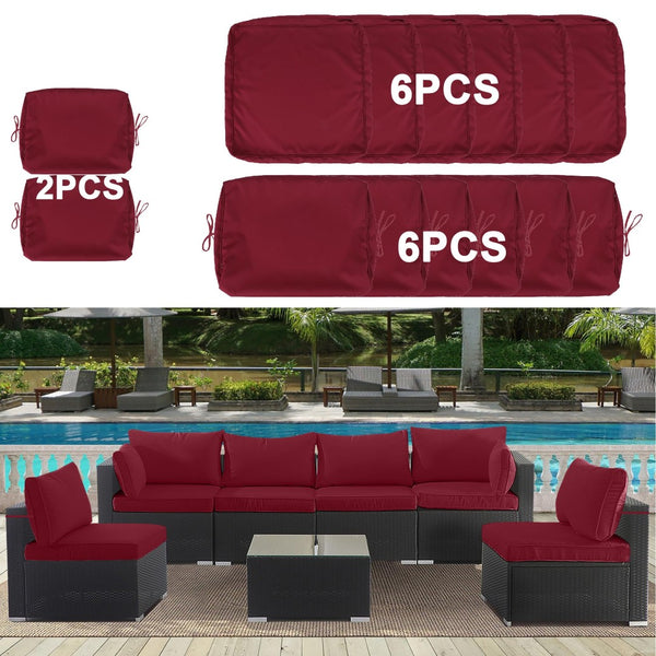English Elm Cushion Covers 14 Piece Set for Outdoor Wicker Rattan Sectional Patio Sofa Uv Red W419P460545