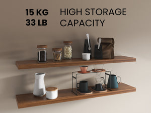 English Elm Shelves - Stylish Walnut Finish Storage Solution With 2 Compact Shelves For Modern Living Rooms B097P395884-GIGA
