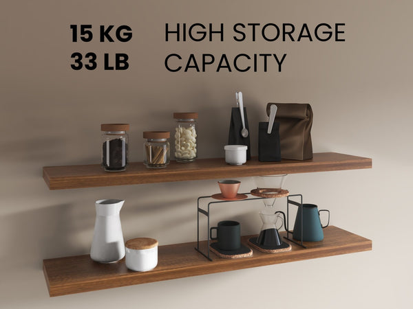 English Elm Shelves - Stylish Walnut Finish Storage Solution With 2 Compact Shelves For Modern Living Rooms B097P395884-GIGA