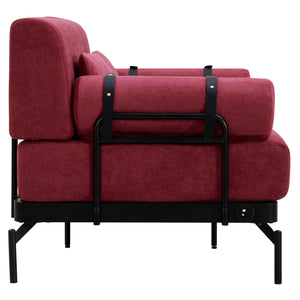 English Elm Modern Loveseat Sofa with Cylindrical Armrests, Built-In USB Ports, Chenille Cushions, Steel Frame Red N719P290584J