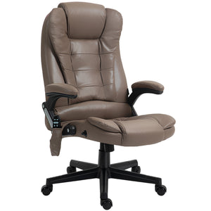 English Elm HOMCOM Executive Massage Office Chair with 6-Point Vibration, Lumbar Heat, Recline & Remote Control Brown W2225P229771
