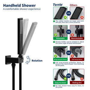 English Elm Male Npt Wall Mount Waterfall Tub Faucet Solid Brass Matte Black Bathtub Shower Kit T3177P277452