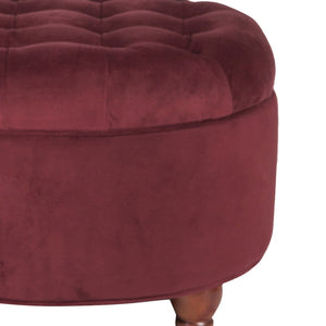 English Elm Velvet Tufted Round Ottoman with Hidden Storage for Living Room or Bedroom B056P417127