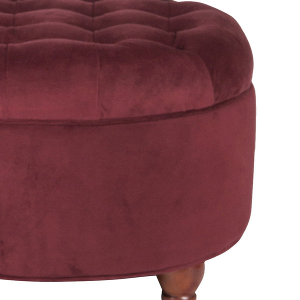 English Elm Velvet Tufted Round Ottoman with Hidden Storage for Living Room or Bedroom B056P417127