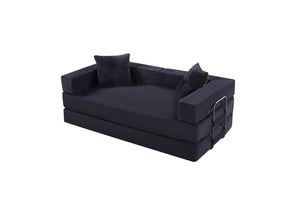 English Elm Sleeper Convertible Futon Sofa Bed with Corduroy Fabric, Ergonomic Foam Support and Space-Saving Design Black W1708P351910
