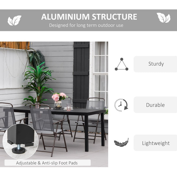 English Elm Outsunny 75" Rectangular Outdoor Dining Table For 8, Durable Aluminum Frame With Faux Wood Top W2225P174355-GIGA